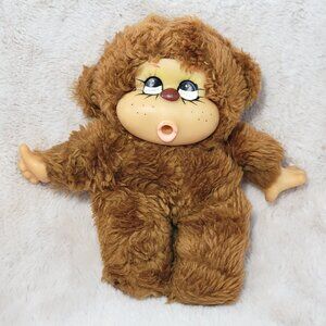 Vintage Monchichi Thumb Sucker Stuffed Brown Monkey 8” Plush 70s-80s